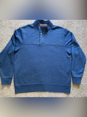 Orvis 1/4 Zip/Snap Pullover Sweatshirt Sweater Men's XL Blue Mock Neck